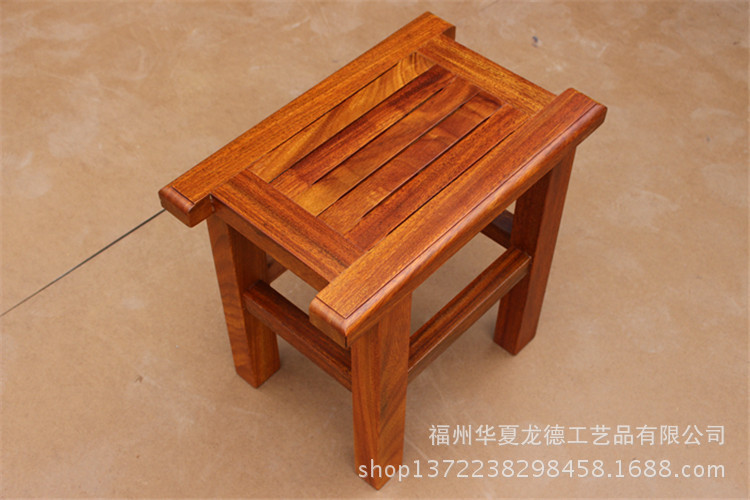 华夏龙德轩实木大板桌配套小方凳子红木家具原木条形椅凳批发价示例图5
