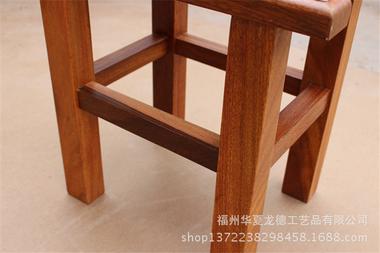 华夏龙德轩实木大板桌配套小方凳子红木家具原木条形椅凳批发价示例图7