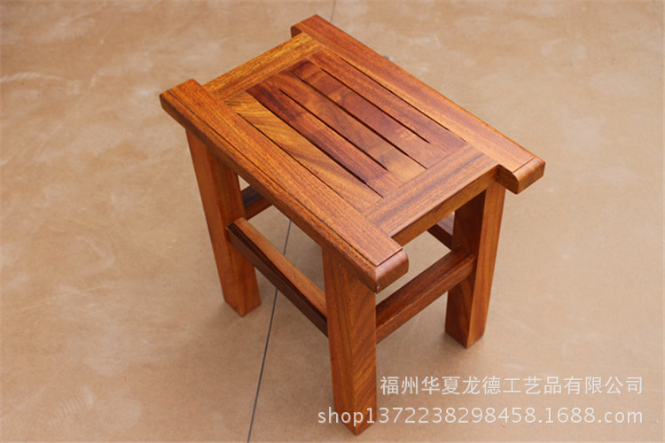 华夏龙德轩实木大板桌配套小方凳子红木家具原木条形椅凳批发价示例图6
