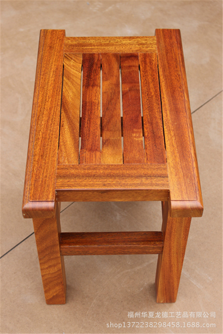 华夏龙德轩实木大板桌配套小方凳子红木家具原木条形椅凳批发价示例图8