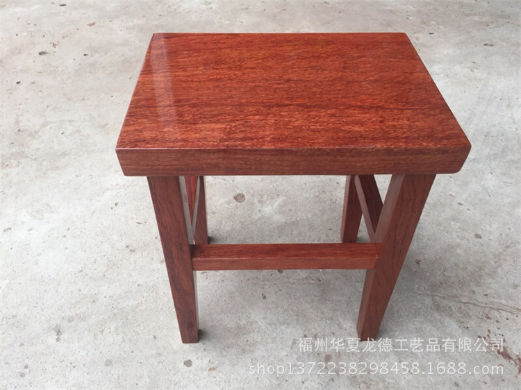 华夏龙德轩巴花方凳子简约原木巴西花梨木实木大板桌子配套小板凳示例图7