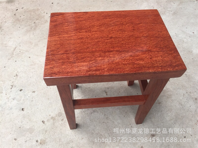 华夏龙德轩巴花方凳子简约原木巴西花梨木实木大板桌子配套小板凳示例图8