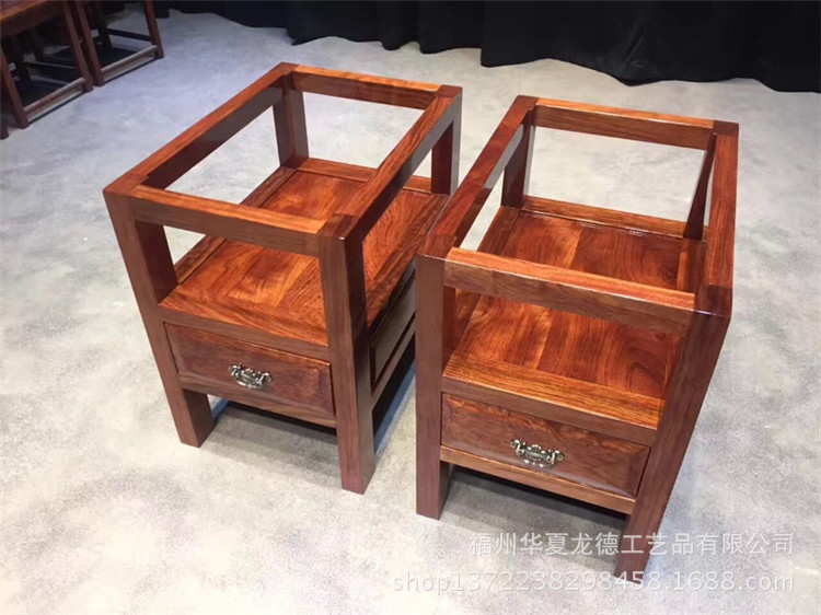 华夏龙德轩实木大板桌腿巴花原木柜子架巴西花梨脚架带抽屉支撑架示例图17
