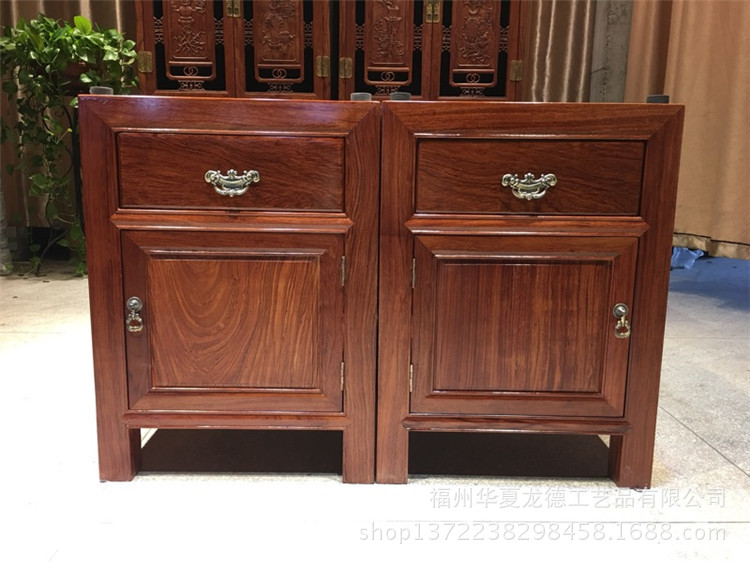 华夏龙德轩实木大板桌腿巴花原木柜子架巴西花梨脚架带抽屉支撑架示例图7