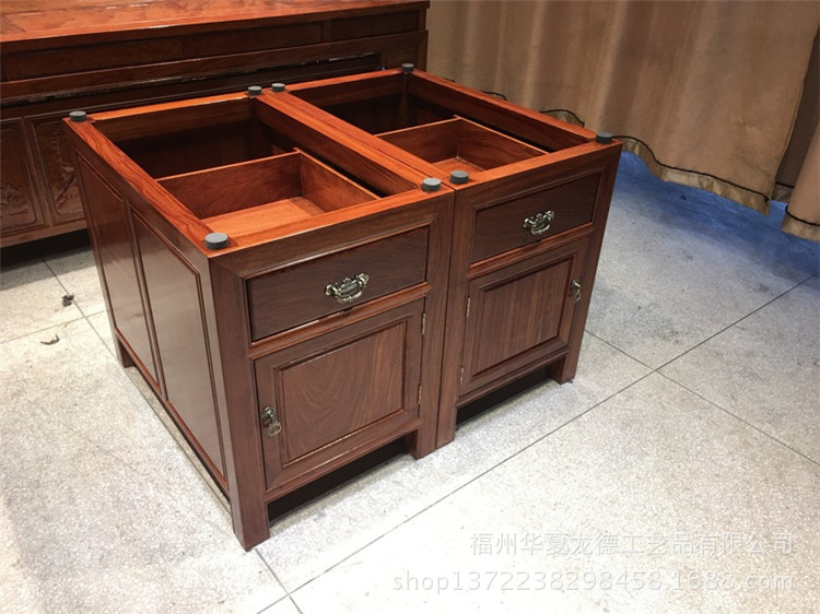 华夏龙德轩实木大板桌腿巴花原木柜子架巴西花梨脚架带抽屉支撑架示例图9