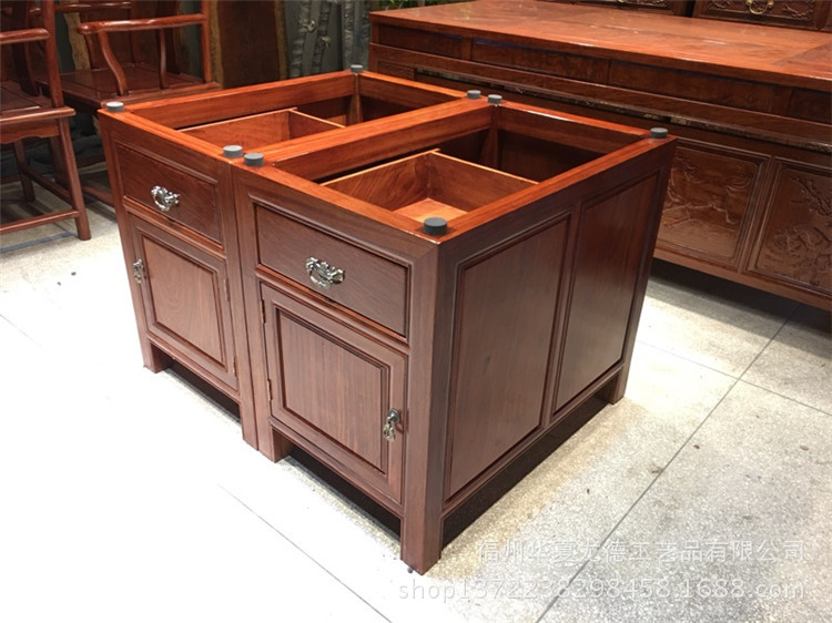 华夏龙德轩实木大板桌腿巴花原木柜子架巴西花梨脚架带抽屉支撑架示例图10