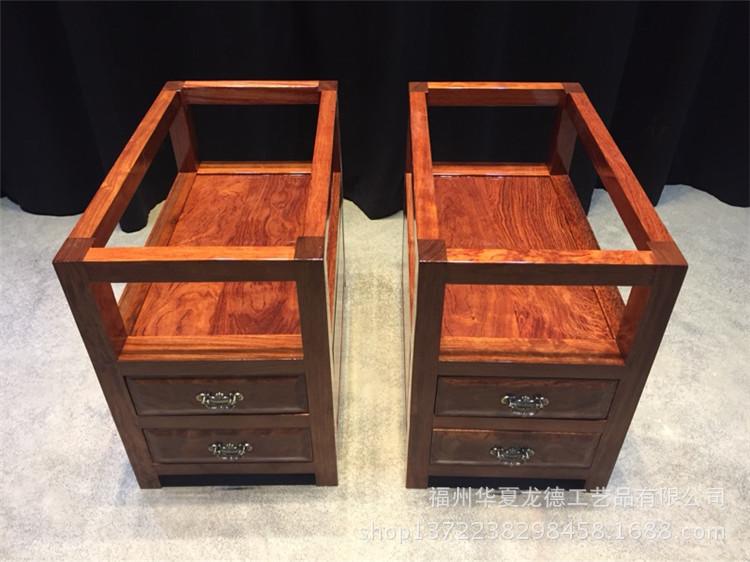 华夏龙德轩实木大板桌腿巴花原木柜子架巴西花梨脚架带抽屉支撑架示例图13
