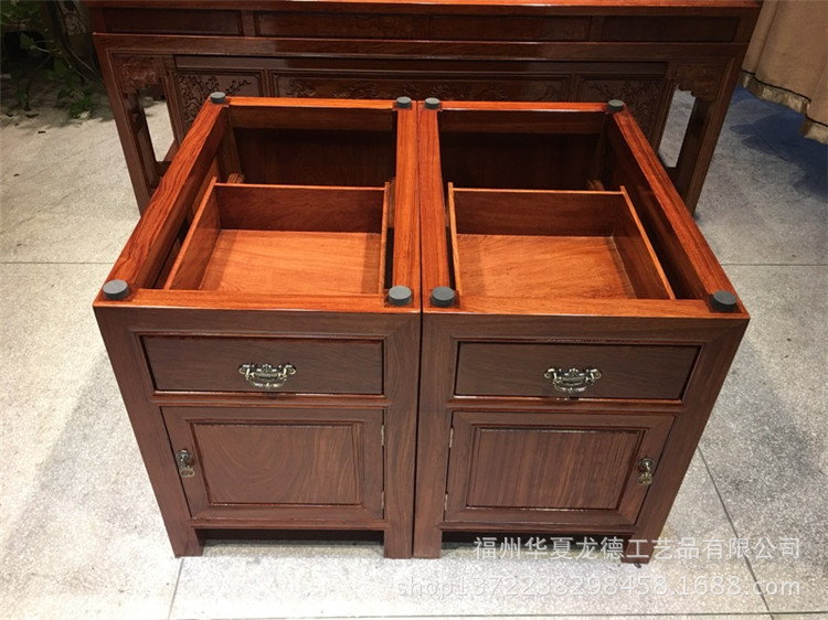 华夏龙德轩实木大板桌腿巴花原木柜子架巴西花梨脚架带抽屉支撑架示例图8