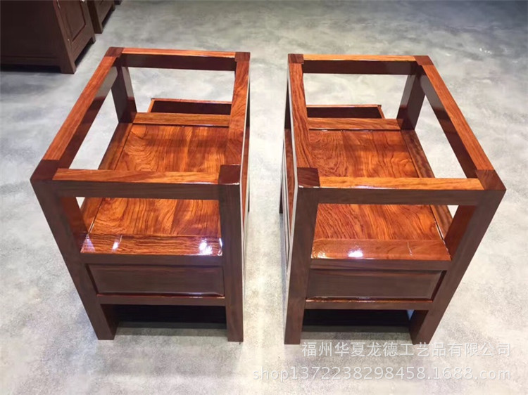 华夏龙德轩实木大板桌腿巴花原木柜子架巴西花梨脚架带抽屉支撑架示例图20