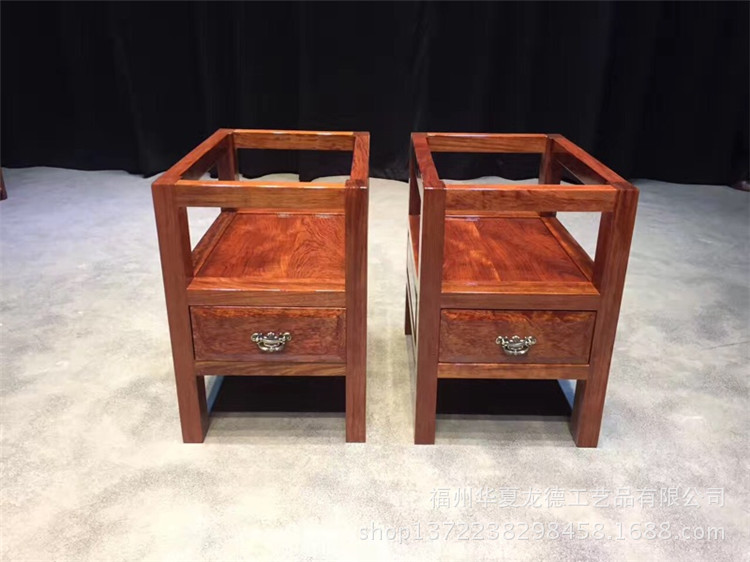 华夏龙德轩实木大板桌腿巴花原木柜子架巴西花梨脚架带抽屉支撑架示例图14