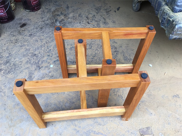 华夏龙德轩非洲黄花梨实木大板桌腿原木大班桌T字型大班台三脚架示例图10