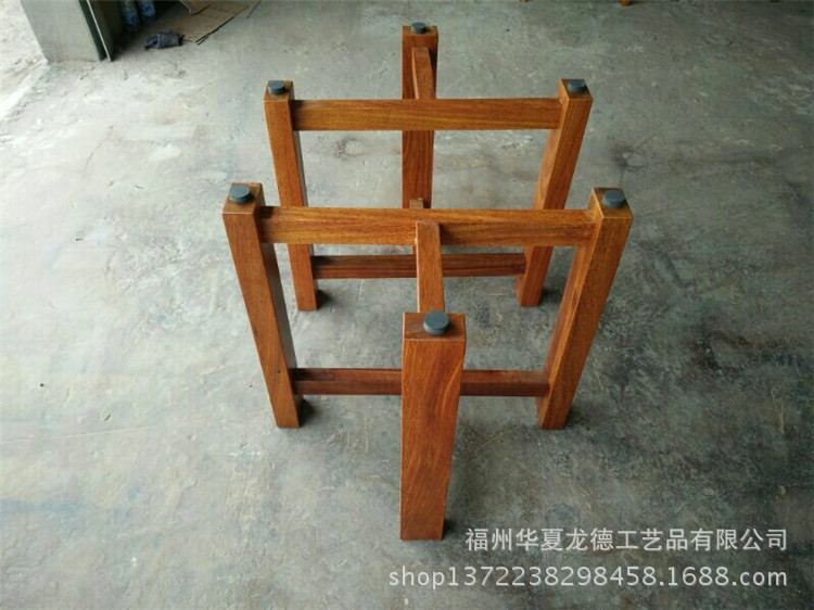 华夏龙德轩非洲黄花梨实木大板桌腿原木大班桌T字型大班台三脚架示例图8