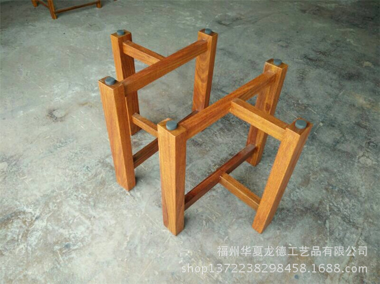 华夏龙德轩非洲黄花梨实木大板桌腿原木大班桌T字型大班台三脚架示例图7
