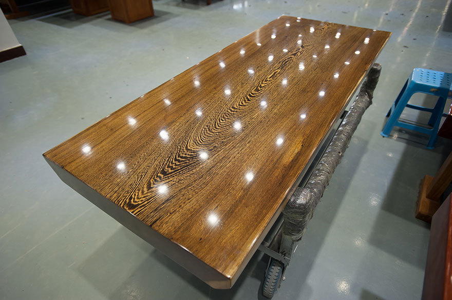 根雕鸡翅木大板桌实木大班台原木老板桌餐桌186-76-10cm半方边示例图9