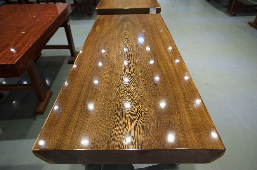 根雕鸡翅木大板桌实木大班台原木老板桌餐桌186-76-10cm半方边示例图5