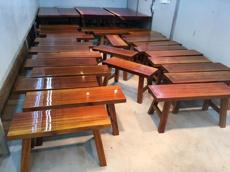 实木大板桌配件长条凳子巴花红木家具配套奥坎原木椅凳胡桃木板凳示例图6
