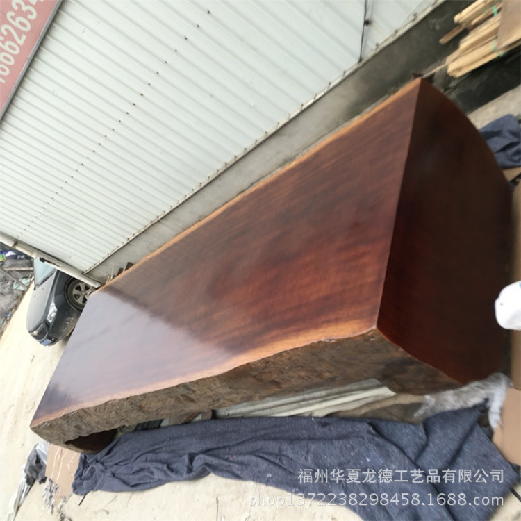 华夏龙德轩奥坎实木特大平桌天然整体原木大板桌大堂展览桌可定做示例图11