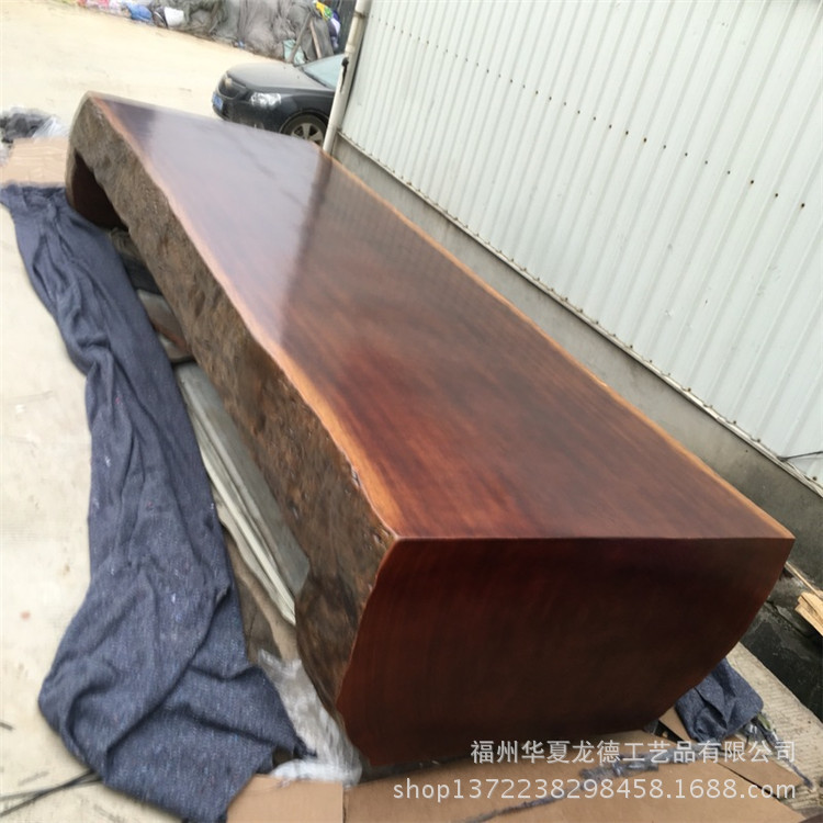 华夏龙德轩奥坎实木特大平桌天然整体原木大板桌大堂展览桌可定做示例图13