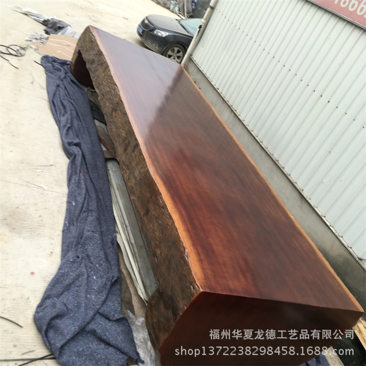 华夏龙德轩奥坎实木特大平桌天然整体原木大板桌大堂展览桌可定做示例图14