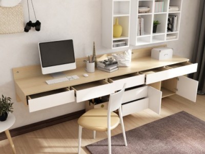 厂家直销北欧烤漆连体书桌储物写字台家用组装电脑桌书柜组合家具