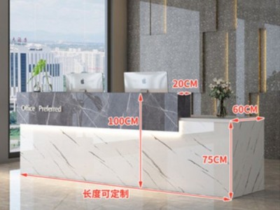 新款现代烤漆吧台酒店前台桌服装店收银台公司前台仿大理石接待台图2
