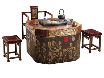 匠铜心铜德茶桌纯铜实木茶盘茶几台家具新中式铜艺定制
