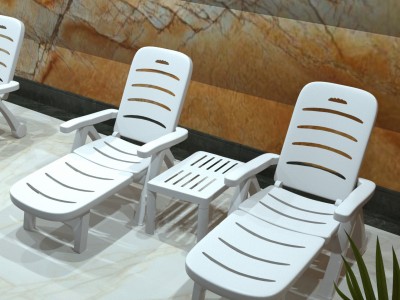 厂家全国**2020年新款进口PP塑料沙滩椅游泳馆塑料躺椅休闲塑料茶几圆桌
