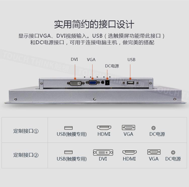 专用机柜嵌入式安装 19寸工业显示器 非触摸屏幕 工控机仪表显示示例图26